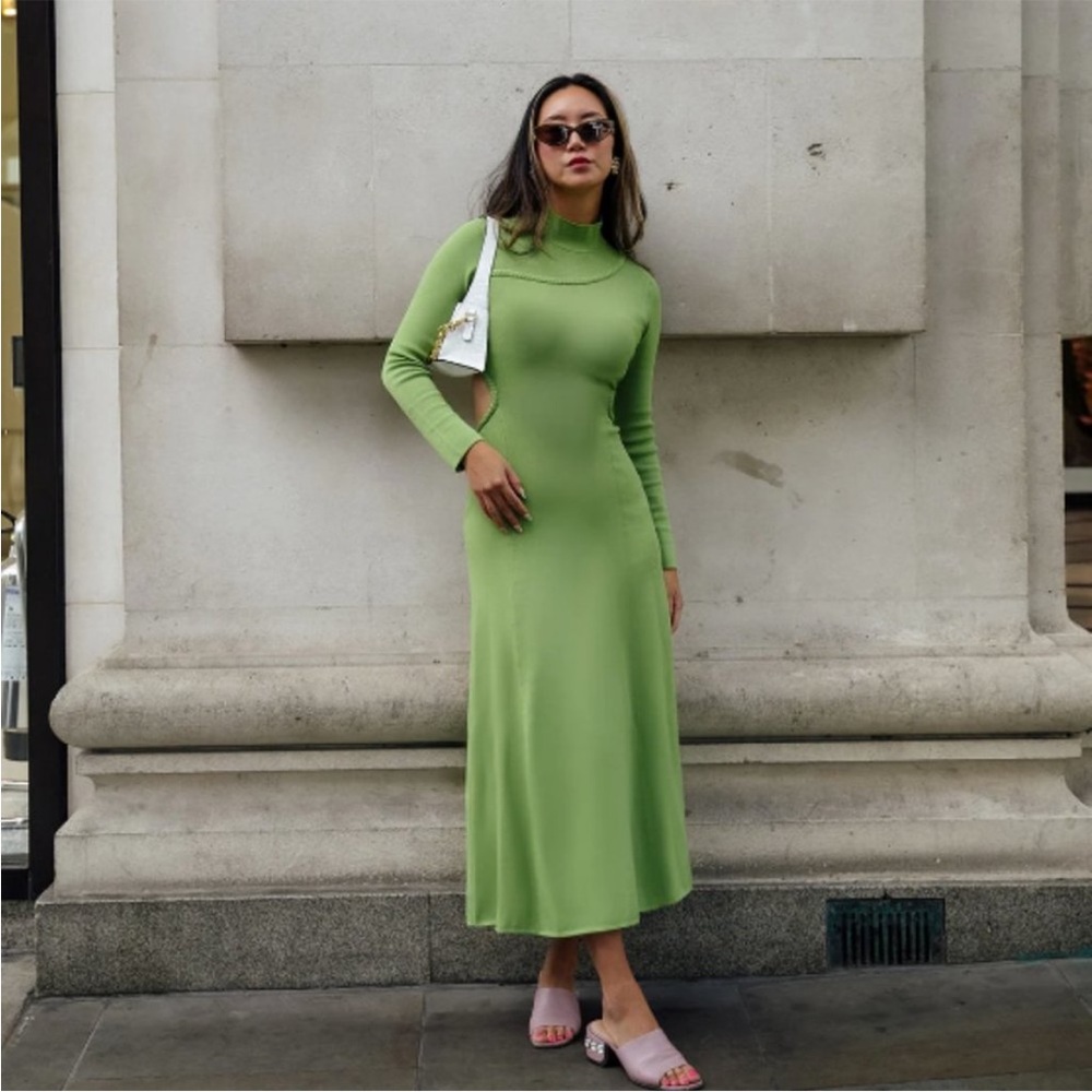 Aje. Amelie Braided Cut Out Knit Dress‎ green size medium